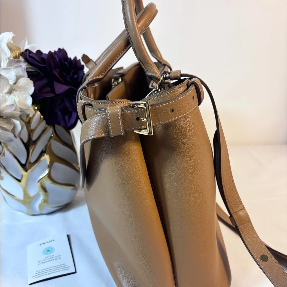 Prada Buckle medium leather handbag with double belt - Picture 3 of 16